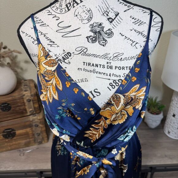 Hello Molly Falling In Style Floral Midi Dress Waist Tie Size 6 High Low Wedding - Picture 3 of 11